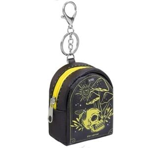 💀 NEW Bag Charm Mini Backpack Tarot Card Skull “Death” Black Yellow Goth Witchy